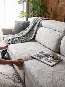 1pc Floral Pattern Stretch Velvet Sofa Slipcover, Elastic Soft Cushion Cover, All-Wrap Style Suitable For All Sofas, 4-Season Use - Light Grey - View 6