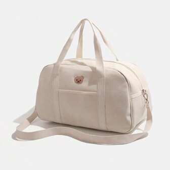 Vit skötväska med tjock axelrem, mammaväska med hög kapacitet Lämplig att bära och moderiktig