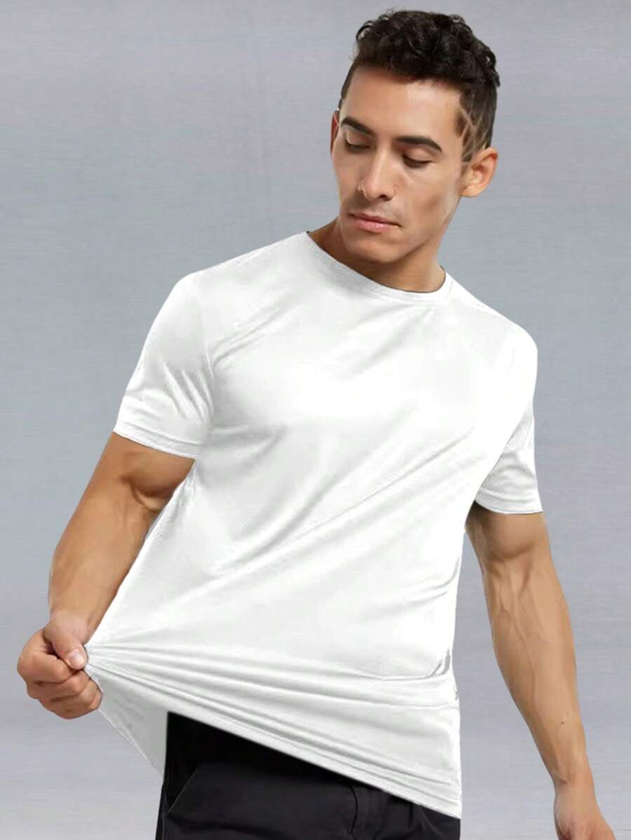Men's Technological T-Shirt Modal Tech Basic T-Shirt Anti-Odor Wrinkle-Free - White - View 1