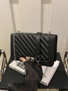 女士斜挎包 皮革绗缝单肩包 配链条肩带 时尚手拿包 女士晚宴包