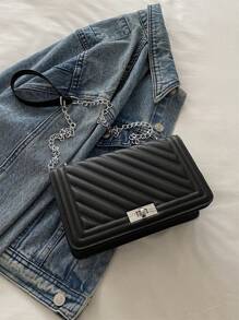 女士斜挎包 皮革绗缝单肩包 配链条肩带 时尚手拿包 女士晚宴包