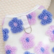 1pc Pet Warm Floral Fleece Vest, Cat/Dog Autumn/Winter Padded Waistcoat Suitable For Small/Medium Pets - Pink - View 10