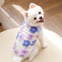 1pc Pet Warm Floral Fleece Vest, Cat/Dog Autumn/Winter Padded Waistcoat Suitable For Small/Medium Pets - Pink - View 4