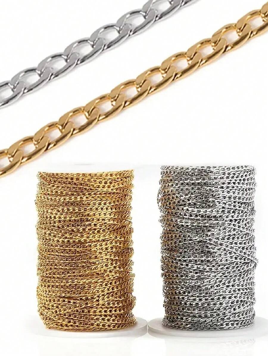 1 Metro Corrente Cubana de Aço Inoxidável da Moda para Colar DIY, Pulseira, Acessórios de Joias