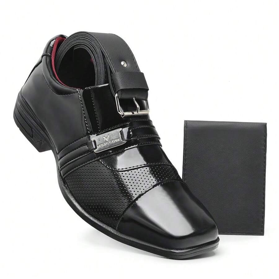 Sapato Social Masculino Em Couro Verniz Vegas Store - Preto - Visão 1
