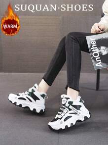 1 Pair Women's Thick Snow Boots, 2025 Winter New Student Thick Plush Lining Warm Increased Height Snow Boots, Women's Multi-Function Fashion Flat Shoes, Flat Soft Rubber Sole Non-Slip Casual Sneakers, Suitable For Daily Matching, Casual, Work, Sports, Driving, Shopping, Outdoor Wear - Green - View 4