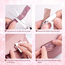 1 Yard 6 Rows Of Crystal Rhinestone Strips - Self-Adhesive, Sparkling Stickers, Suitable For DIY Art, Crafts, Wedding And Holiday Party Decoration, Car Phone Decoration, Clothing Accessories, Shoe And Hat Accessories, And Other Gift Creativity!