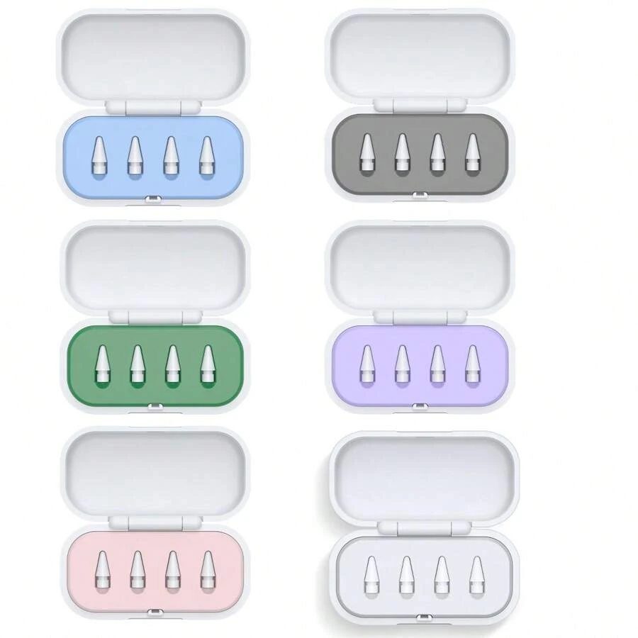 4 Packungen Stift-/Kugelschreiber Spitzen mit Aufbewahrungsbox kompatibel mit Apple iPad Pencil 1/2, kompatibel mit iPad Stylus Pen Ersatz Spitzen in edler Box, 4 Stück (Spitzen enthalten)