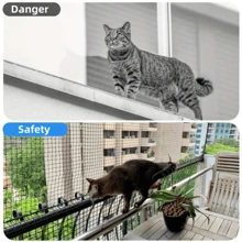 3m * 5m Thick Net Cable Balcony Green Mesh Cat Fence Balcony Cat Protection Net Barrier Net Belt Fixed Plastic Buckle, Window, Terrace, Indoor And Outdoor Cat Net. - Green - View 8