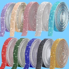 1 Yard 6 Rows Of Crystal Rhinestone Strips - Self-Adhesive, Sparkling Stickers, Suitable For DIY Art, Crafts, Wedding And Holiday Party Decoration, Car Phone Decoration, Clothing Accessories, Shoe And Hat Accessories, And Other Gift Creativity!