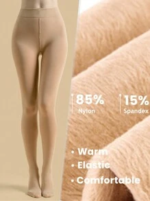 1/2pcs Women Opaque Thermal Lined Elastic Tight Tights, Fashionable Thick Stirrup Tights For Autumn/Winter, Cozy - Multicolor - View 3