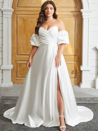 Satin Wedding Dresses For Bride 2025 A Line Wedding Gowns Simple Boho Plus Size Bridal Dresses Long