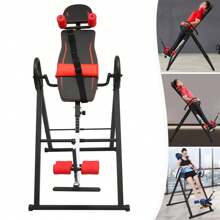 Mesa de inversión plegable, Mesas de inversión para el dolor de espalda, Kit de alivio del dolor de espalda, Equipo de inversión de entrenamiento de fuerza, Capacidad de peso 150 kg - Negro y rojo - Ver 2