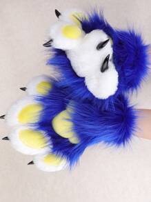 Therian Paws 舒适毛茸茸的爪子人造毛皮服装爪子，Therian Stuff Therian Gear，猫爪手套带爪子角色扮演舞会装饰套装 - 藍色 - 查看 6