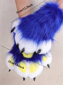 Therian Paws 舒适毛茸茸的爪子人造毛皮服装爪子，Therian Stuff Therian Gear，猫爪手套带爪子角色扮演舞会装饰套装 - 藍色 - 查看 9