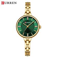 Relógio Feminino de Moda CURREN, Marca de Luxo, Clássico, para Mulheres e Meninas, Pulseira de Aço Inoxidável, Simples, Original, À Prova d'Água, Elegante, Presente Feminino, 9097L