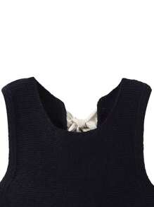 Women's Fall Knit Waistcoat Bow Tie Back Sweater Vest Slim Fit Tank Tops Streetwear - 藏蓝色 - 查看 4