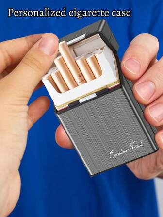 Personalized Metal Cigarette Case Holder Box Cigarette Cases & Dispensers Cig Case For Women Men Silver Cigarette Case Gift For Father Mother