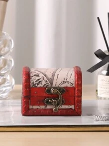 1 件复古皮革风格珠宝收纳盒，简约木盒，装饰宝藏守护者，非常适合个人配饰和收藏品、珠宝收藏、家居装饰、圣诞礼物、新年礼物、男士礼物、女士礼物