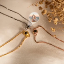 Customized Photo Projection Bracelet, Adjustable Stainless Steel Chain, DIY Photo Projection Bracelet, Charming New Year Gift - Multicolor 6 - View 2