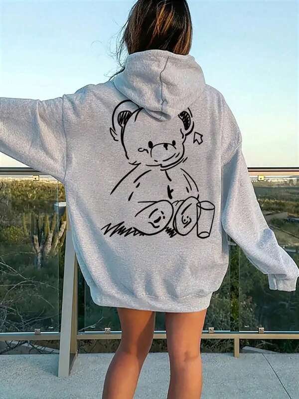 Tween Girls Casual Printed Thermal Lined Hooded Pullover Sweatshirt, Autumn