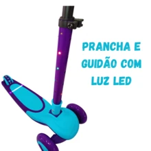 Patinete Infantil dobrável com Led 3 rodas até 50Kg Dream Light Azul