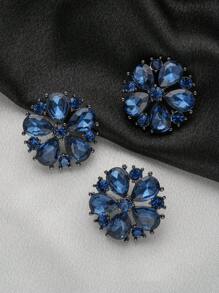 Set de 4 botones metálicos florales ocos con incrustaciones de diamantes, decoración elegante para vestido de novia, abrigo, suéter, blazer, manualidades DIY, joyero, bolso