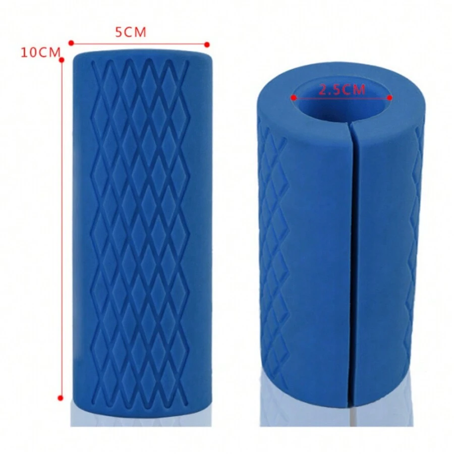 1 Pair 10cm Silicone Dumbbell Grip Sleeves, Anti-Slip Textured Handle Covers