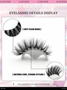 Asiteo 5 Pairs New Cat Eye False Eyelashes 3D Natural Transparent Band Fake Lashes Fluffy Soft Criss-Cross Cartoon Eyelashes Delicate Natural Eyelash Extensions Makeup - 眼尾拉長款 - 查看 5