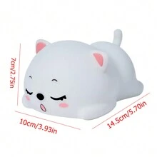 1 pieza Luz nocturna linda de gato, lámpara LED de diseño de gato de dibujos animados con control táctil, juguete antiestrés de tacto suave, ideal para decoración del hogar y regalo de cumpleaños, funciona con pilas