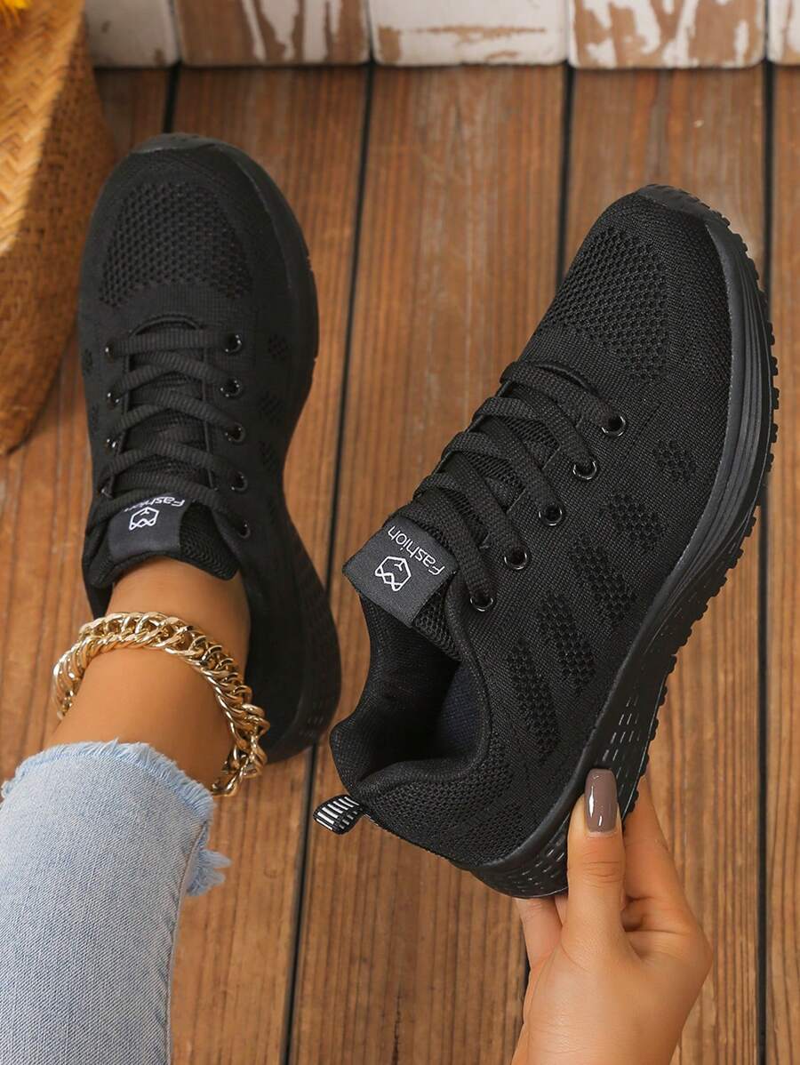 Ladies Lightweight Breathable Mesh Lace Decor Lace-Up Running/Road Shoes, Suitable For All Seasons