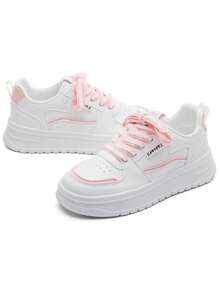 Zapatos De Tenis Mujer De Suela Gruesa Transpirable De Moda - Rosa Roja - Ver 10