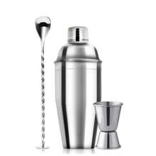Ensemble de shaker à cocktails mixtes, mélangeur de martini professionnel, shaker à boissons, shaker en acier inoxydable épais, ensemble de shaker à cocktail de bar de 750 ml avec accessoires incluant un jaugeur, un pilon, un excellent cadeau pour le barman, le pendaison de crémaillère, Noël, la fête des pères