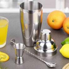 Ensemble de shaker à cocktails mixtes, mélangeur de martini professionnel, shaker à boissons, shaker en acier inoxydable épais, ensemble de shaker à cocktail de bar de 750 ml avec accessoires incluant un jaugeur, un pilon, un excellent cadeau pour le barman, le pendaison de crémaillère, Noël, la fête des pères