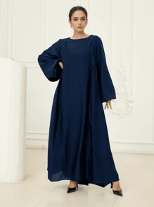 1 件女士头巾柔软透气亲肤长袍，采用褶皱设计，时尚百搭，适合女性日常穿着