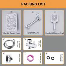 Shower Head, All Metal Rain Shower Head With Handheld Spray Combo, High Pressure 10" Rainfall Shower Head And 14" Height Adjustable Shower Arm, 3-Way Diverter, Brushed Stainless Steel Handheld Shower Hand - 亮銀色 - 查看 4