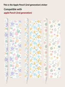 一套3张花卉蝴蝶叶子图案的Apple Pencil贴纸，采用优质防水防刮PVC材料制成，兼容Apple Pencil 2。既能保护笔身表面，又能增添个性化装饰。易撕易贴设计。尺寸：6.25 x 3.85英寸。 - 彩色 - 查看 10