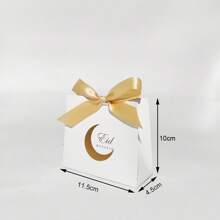 5个装月亮图案经典小方形礼盒带丝带家居盒、甜点盒、节日精致饼干盒