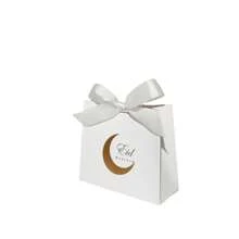 5个装月亮图案经典小方形礼盒带丝带家居盒、甜点盒、节日精致饼干盒