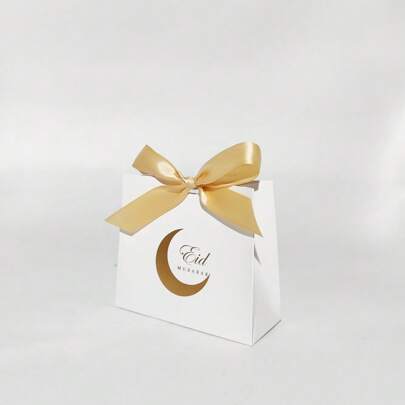 5 Packs Moon Pattern Classic Small Square Gift Box With Ribbon Home Box, Dessert Box, Festive Exquisite Cookie Box