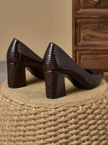 MonaNise 女士时尚棕色尖头一脚蹬高跟鞋,适合居家、办公室、度假、旅行、休闲外出,复古风格,百搭,高品质,舒适平底鞋 - 棕色 - 查看 7