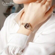 ColevKie 1st Dameshorloge van roestvrij staal met roségouden meshband, waterdicht quartzhorloge, modieus en romantisch, geschikt voor dagelijks gebruik