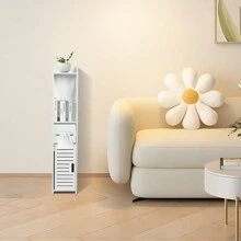 Small Toilet Storage Furniture, Toilet Paper Holder, Column, Bathroom Cabinet, Wall Cabinet, Adjustable Shelf, Waterproof Feet, Small Spaces-20*20*80cm - 白色 - 查看 4