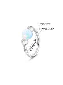 18克蛋白石鼻环，女士款，8毫米/10毫米316L医用钢鼻环，可作鼻环、鼻中隔环和耳骨耳环使用。蛋白石鼻环，316L医用钢低过敏性银色鼻中隔环，女士款，18克铰链式耳骨耳廓耳软骨耳屏耳骨耳环。 - 如圖所示 - 查看 15