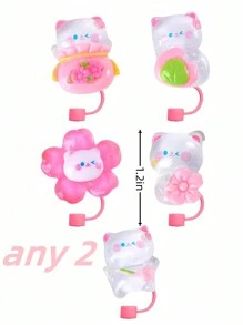 2 szt. śliczne różowe silikonowe pokrywki słomkowe w kształcie króliczka, wielokrotnego użytku pokrywki słomkowe pasujące do kubków 30 oz i 40 oz, pyłoszczelna osłona słomkowa, odpowiednia do słomek 10 mm (0,4 cala), akcesoria do kubków, kreatywne dekoracje słomkowe, idealne prezenty na walentynki, Boże Narodzenie, Halloween, urodziny dla mężczyzn i kobiet