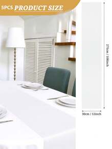 5pcs Satin Table Runner, 12 X 108 Inch, Wedding Decorative Tablecloth, Suitable For Wedding, Party, Birthday, Valentine's Day Table Decor, Can Be Tied Into Bows For Chair Covers