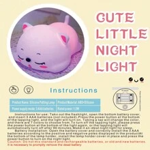 1 pieza Luz nocturna linda de gato, lámpara LED de diseño de gato de dibujos animados con control táctil, juguete antiestrés de tacto suave, ideal para decoración del hogar y regalo de cumpleaños, funciona con pilas