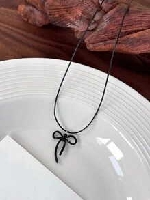 1 pieza Collar colgante decorado con lazo de moda, adecuado para uso diario de las mujeres
