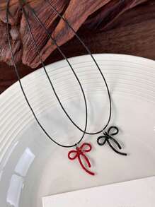 1 pieza Collar colgante decorado con lazo de moda, adecuado para uso diario de las mujeres