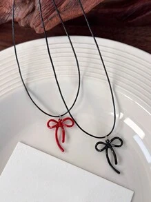 1 pieza Collar colgante decorado con lazo de moda, adecuado para uso diario de las mujeres